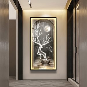 Luxury Deer LED Crystal Porcelain Abstract 5D Acrylic Diamond Painting Art Wall Home Decor