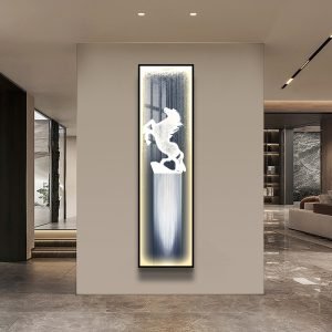 Luxury Horse LED 5D Acrylic Diamond Crystal Porcelain Abstract Painting Art Wall Home Decor
