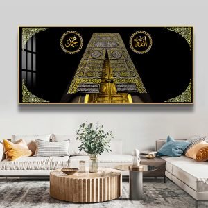 Black And Gold Islamic Art Arabic Calligraphy Wall Art Home Crystal Porcelain Painting