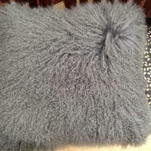 Grey Mongolian Sheepskin Cushion