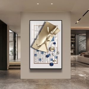 Luxury Modern 3D Block Geometric Acrylic Crystal Porcelain Painting Wall Art