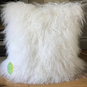 Bleach White Mongolian Sheepskin Cushion
