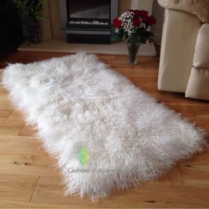 Ivory White 60cm x 120cm Mongolian Sheepskin Rug
