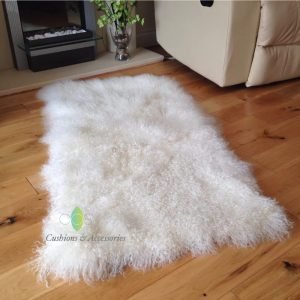 Ivory White 60cm x 120cm Mongolian Sheepskin Rug