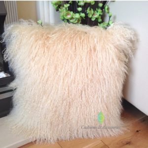 Blonde Yellow Mongolian Sheepskin Cushion