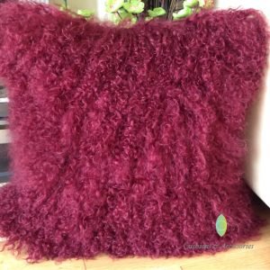 Burgundy Mongolian Sheepskin Cushion