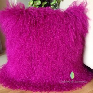 Pink Mongolian Sheepskin Cushion
