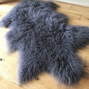Grey 68cm x 100cm Mongolian Sheepskin Rug
