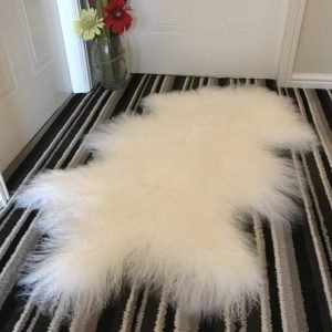 Pure White 60cm x 90cm Mongolian Sheepskin Rug