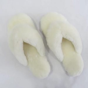 Ladies Genuine White Wool Sheepskin Slippers
