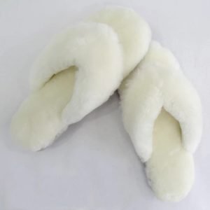 Ladies Genuine White Wool Sheepskin Slippers