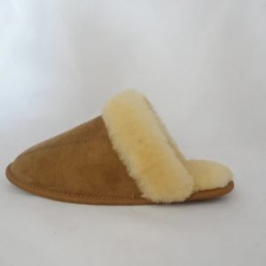 Mens Genuine Leather Sheepskin Slip On Shearling Mule Slippers