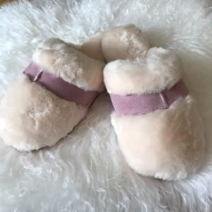 Ladies Pink Genuine Wool Sheepskin Mule Slippers