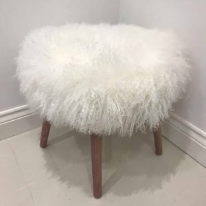 Bleach White Mongolian Sheepskin Stool