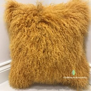 Mustard Mongolian Sheepskin Cushion